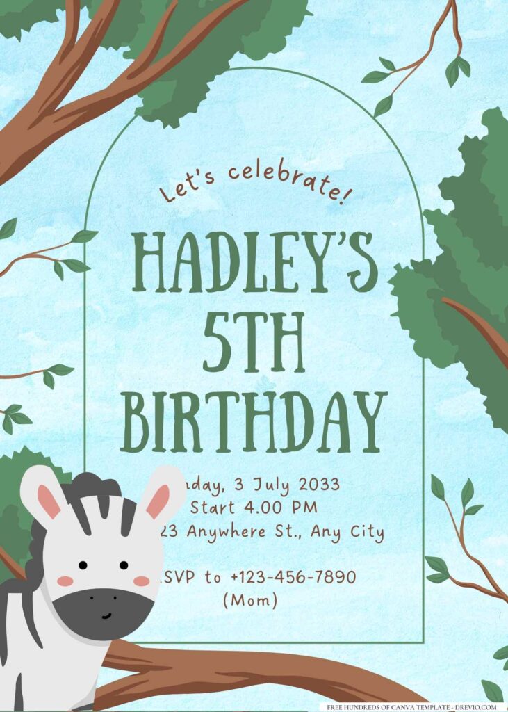 FREE Editable Jungle Birthday Invitation