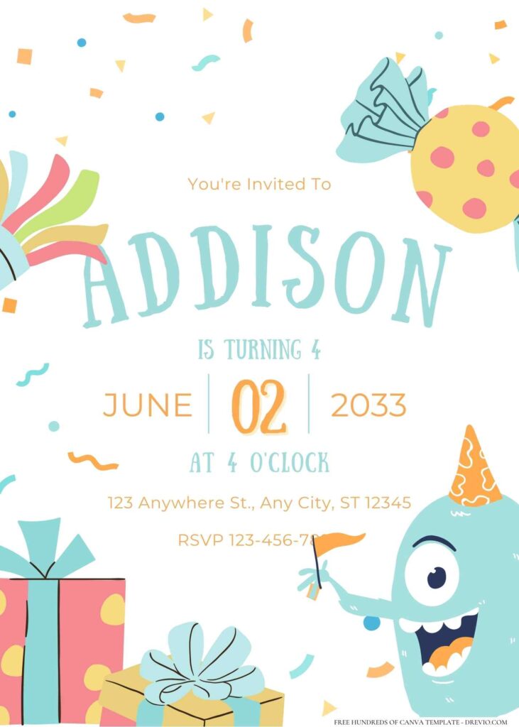 FREE Editable Little Monster Birthday Invitation 