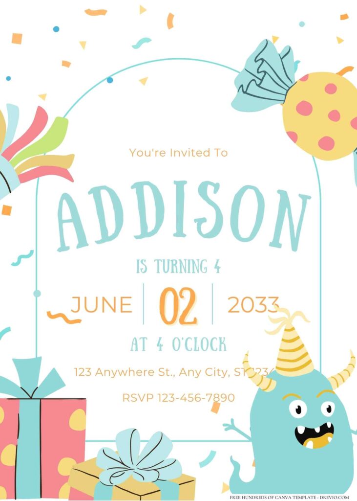 FREE Editable Little Monster Birthday Invitation 