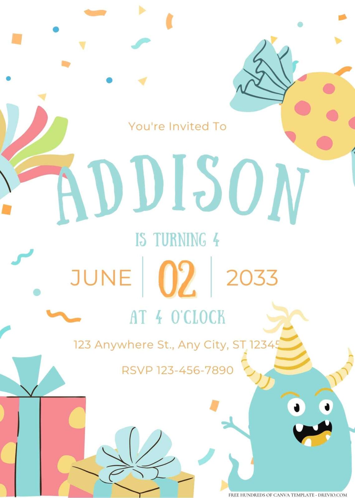 FREE Editable Little Monster Birthday Invitation