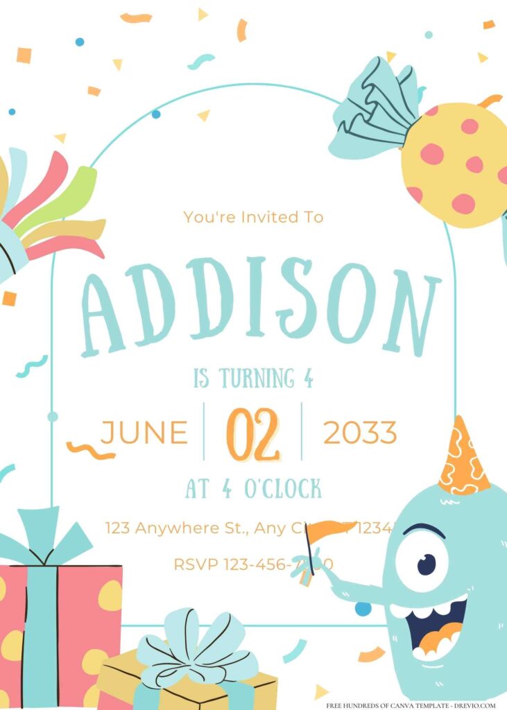 FREE Editable Little Monster Birthday Invitation 