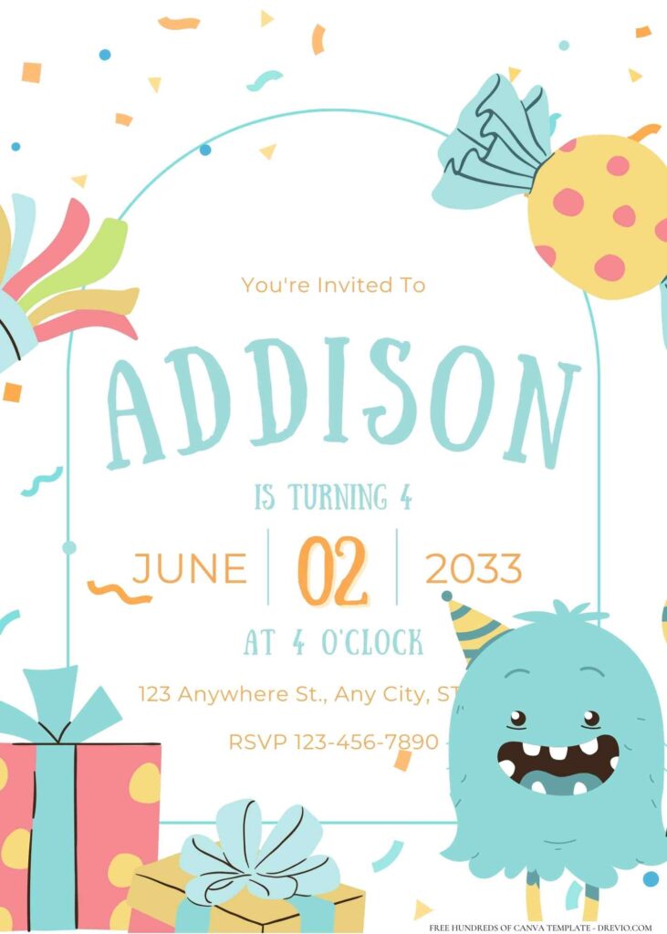 FREE Editable Little Monster Birthday Invitation 