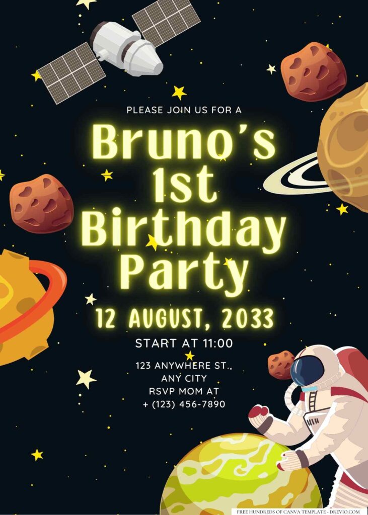 FREE Editable Outer Space Birthday Invitation