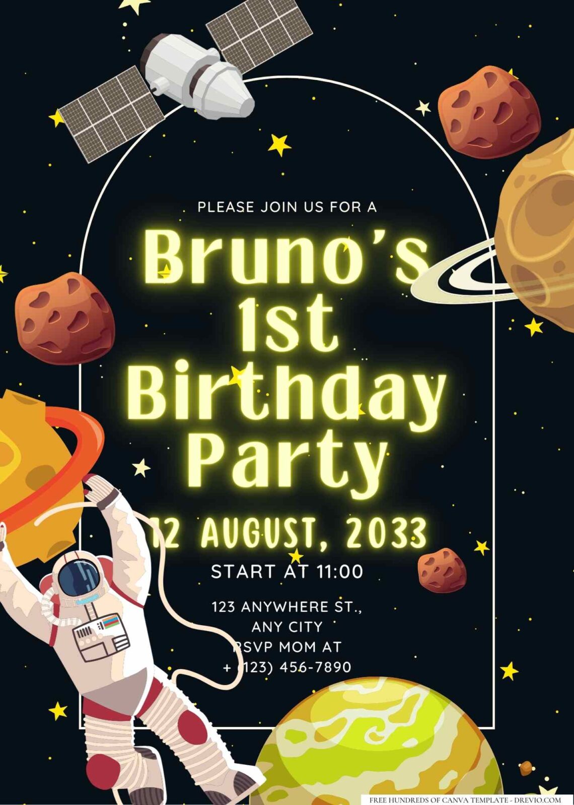 FREE Editable Outer Space Birthday Invitation