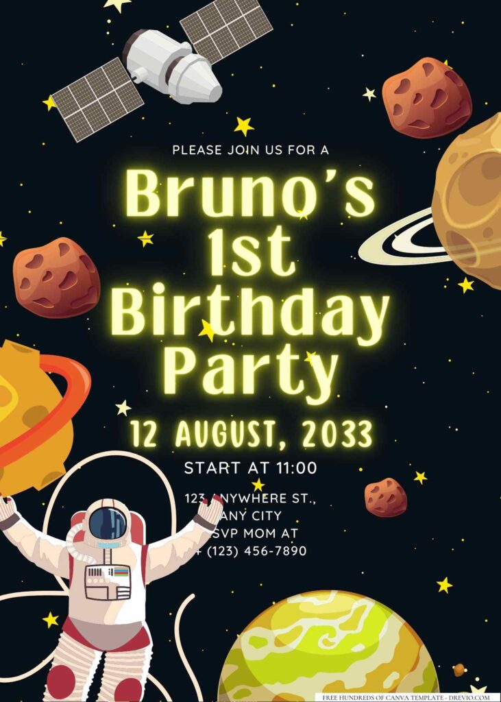 FREE Editable Outer Space Birthday Invitation