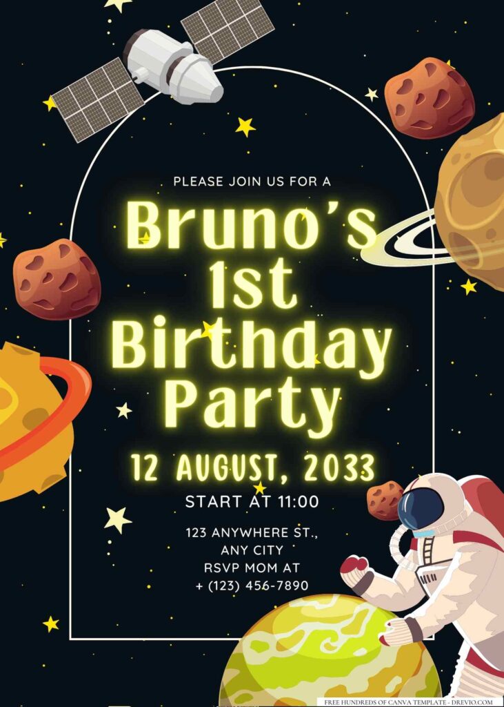 FREE Editable Outer Space Birthday Invitation