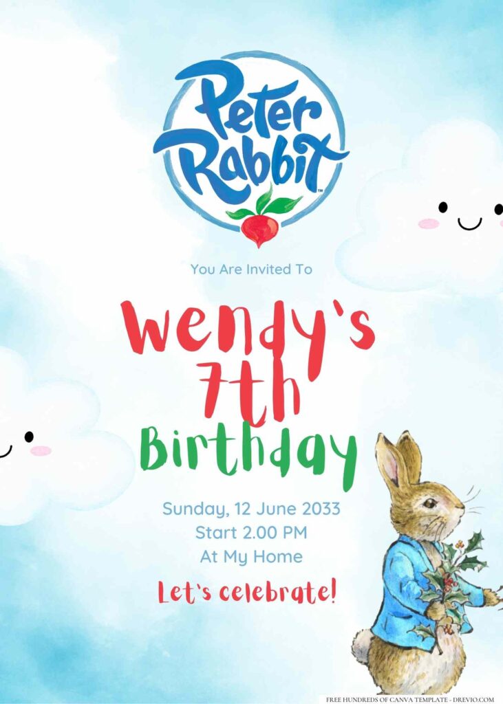 FREE Editable Peter Rabbit Birthday Invitation