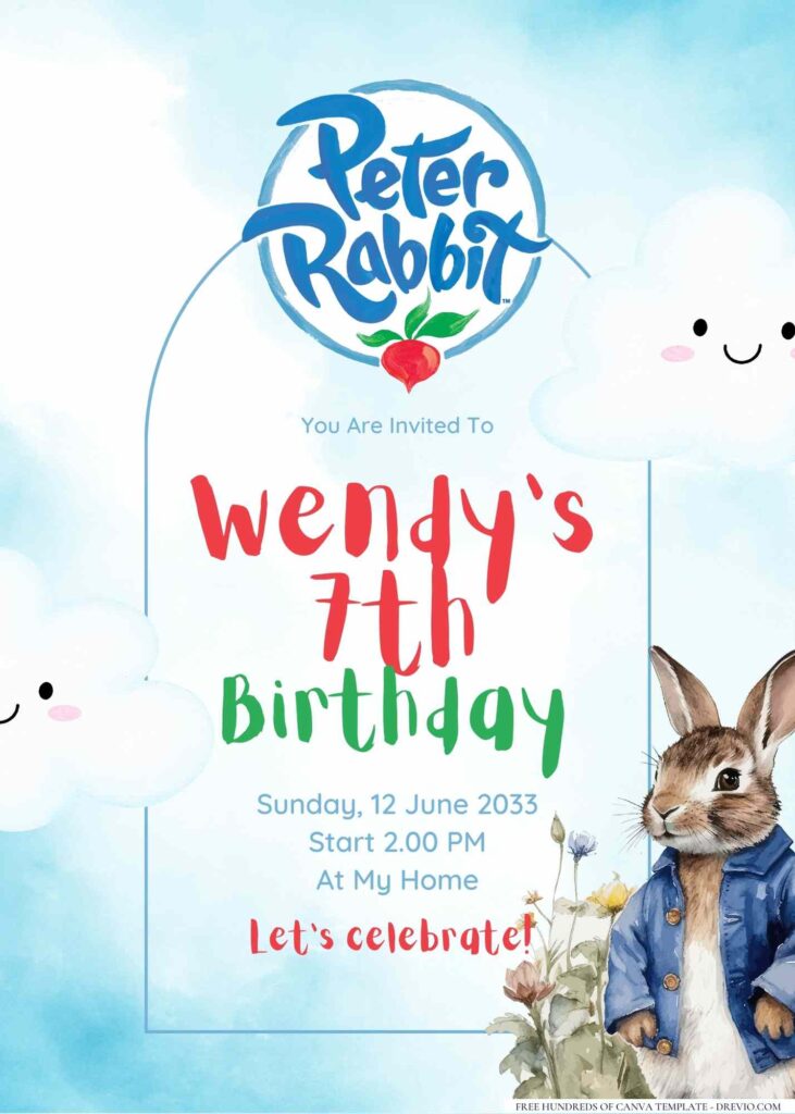 FREE Editable Peter Rabbit Birthday Invitation