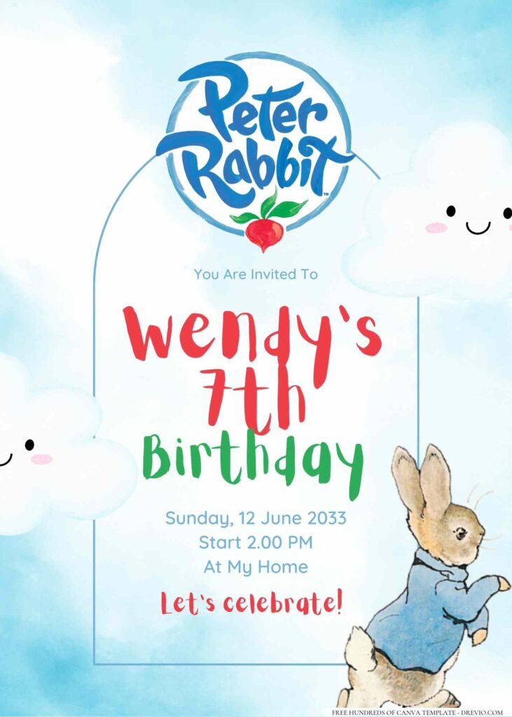 FREE Editable Peter Rabbit Birthday Invitation