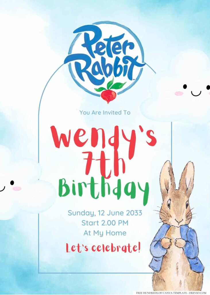 FREE Editable Peter Rabbit Birthday Invitation