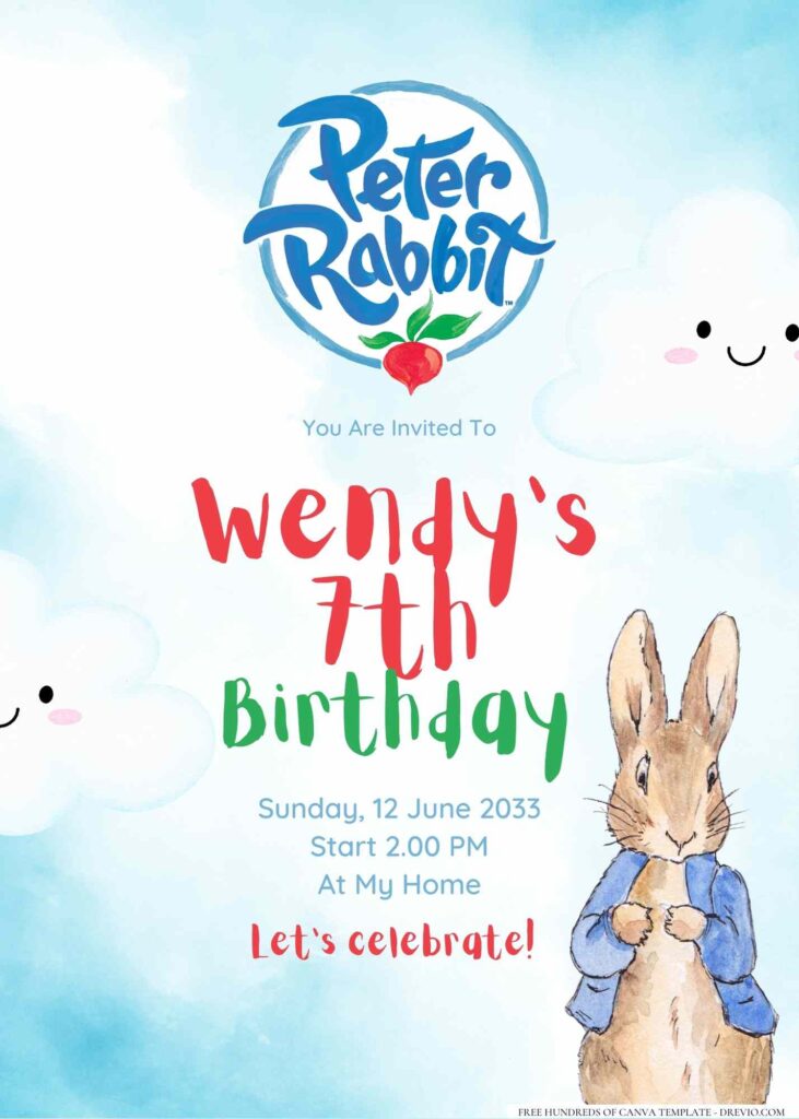 FREE Editable Peter Rabbit Birthday Invitation