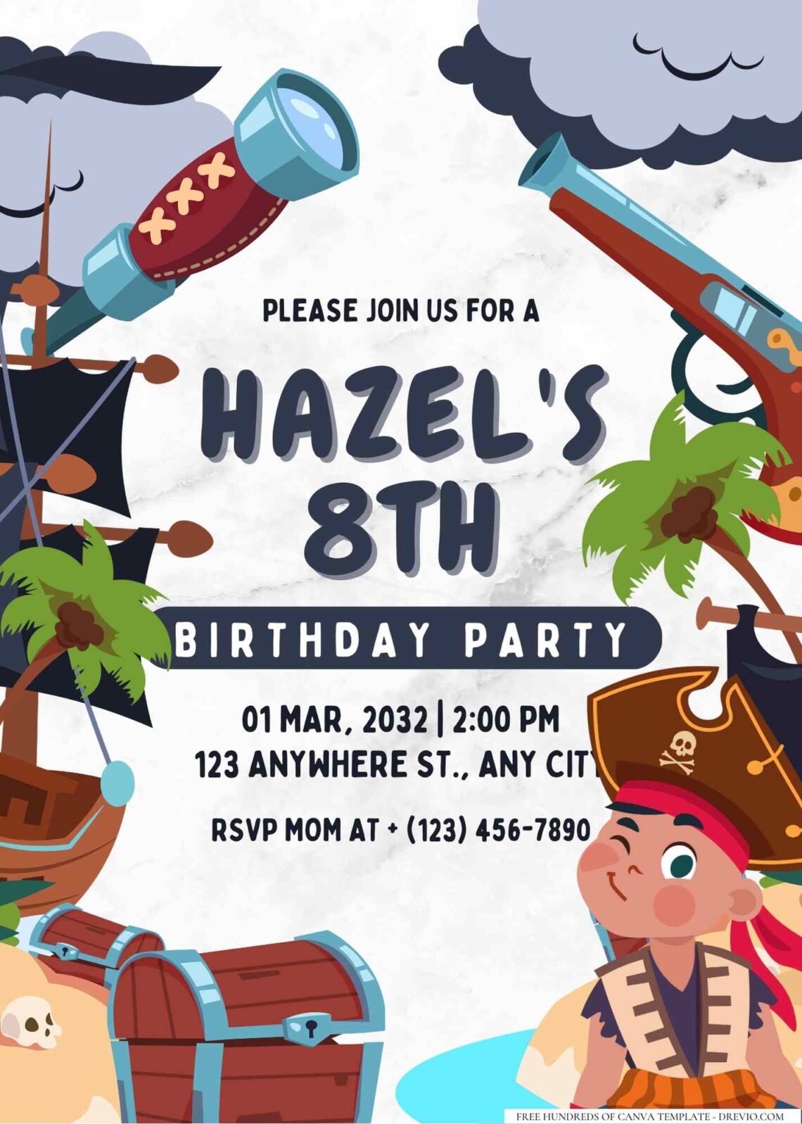 FREE Editable Pirates Birthday Invitation