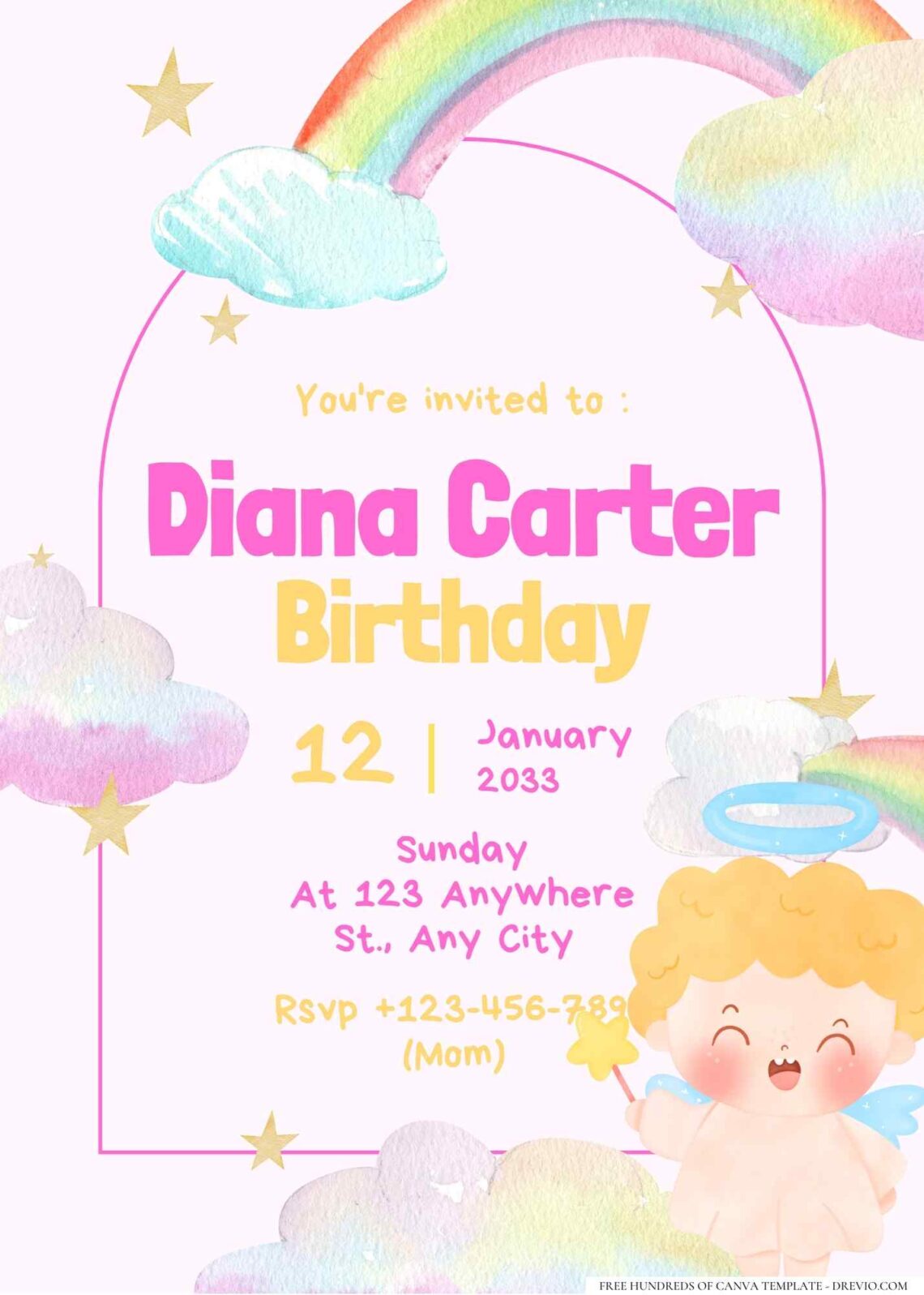 FREE Editable Rainbow Birthday Invitation