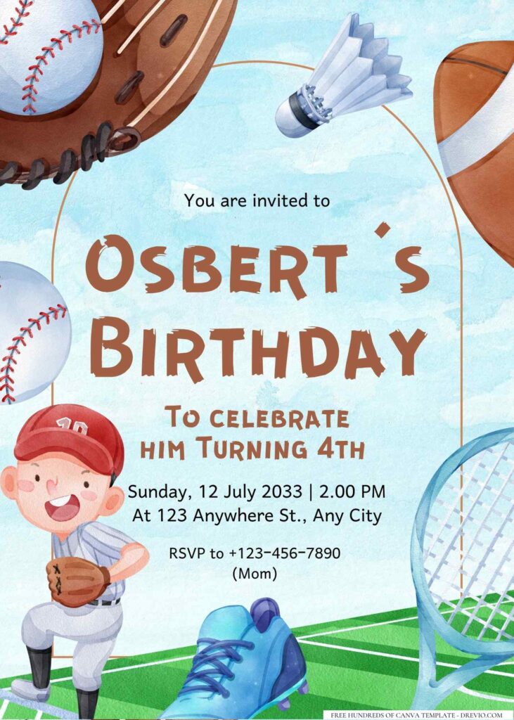 FREE Editable Sports Birthday Invitation 