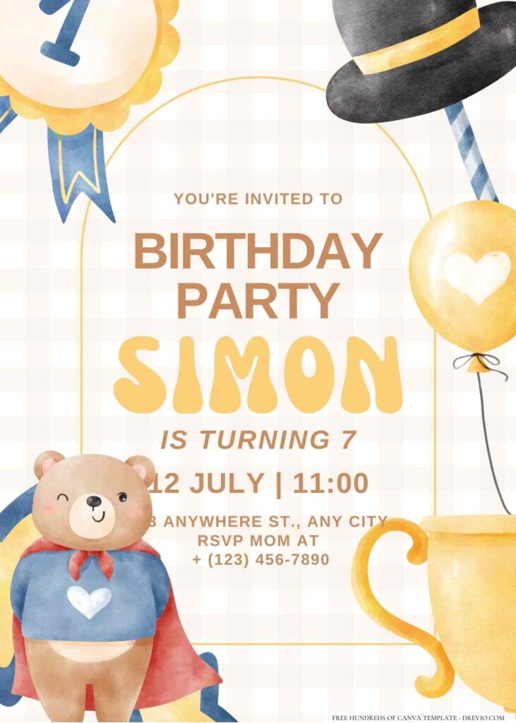 FREE Editable Teddy Bear Birthday Invitation