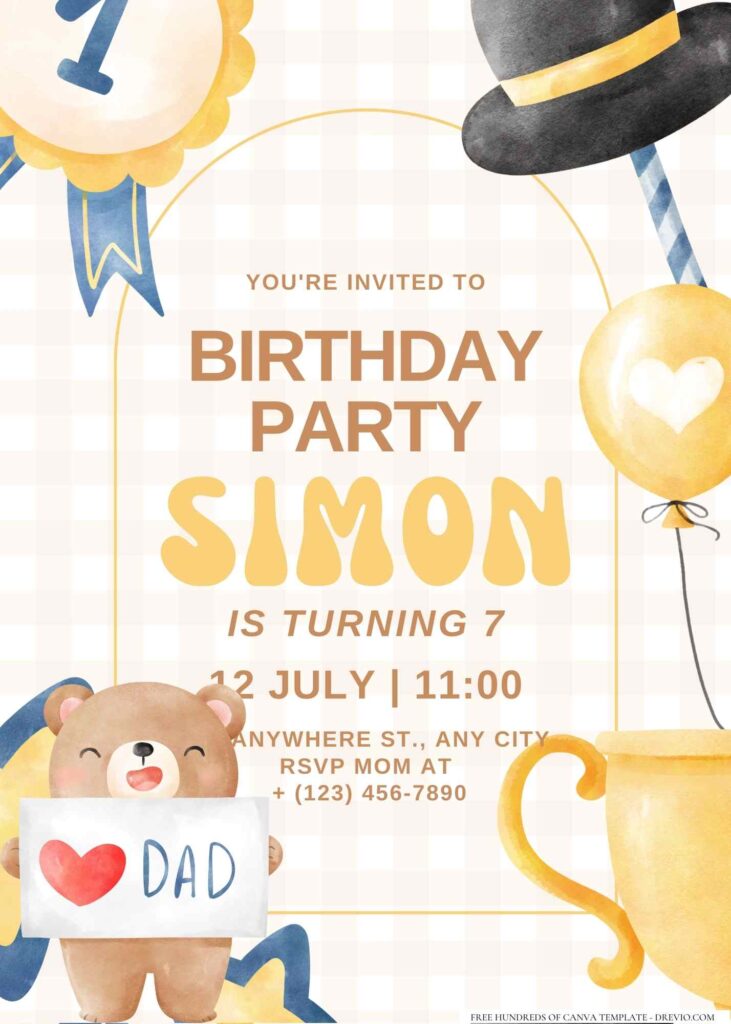 FREE Editable Teddy Bear Birthday Invitation
