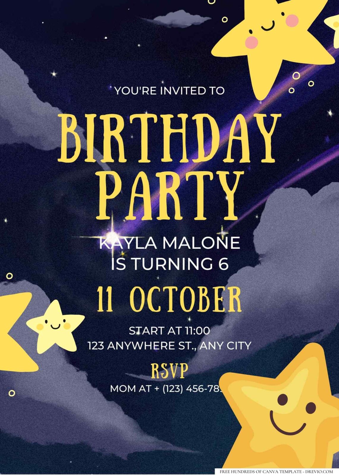 FREE Editable Twinkle Twinkle Little Star Birthday Invitation