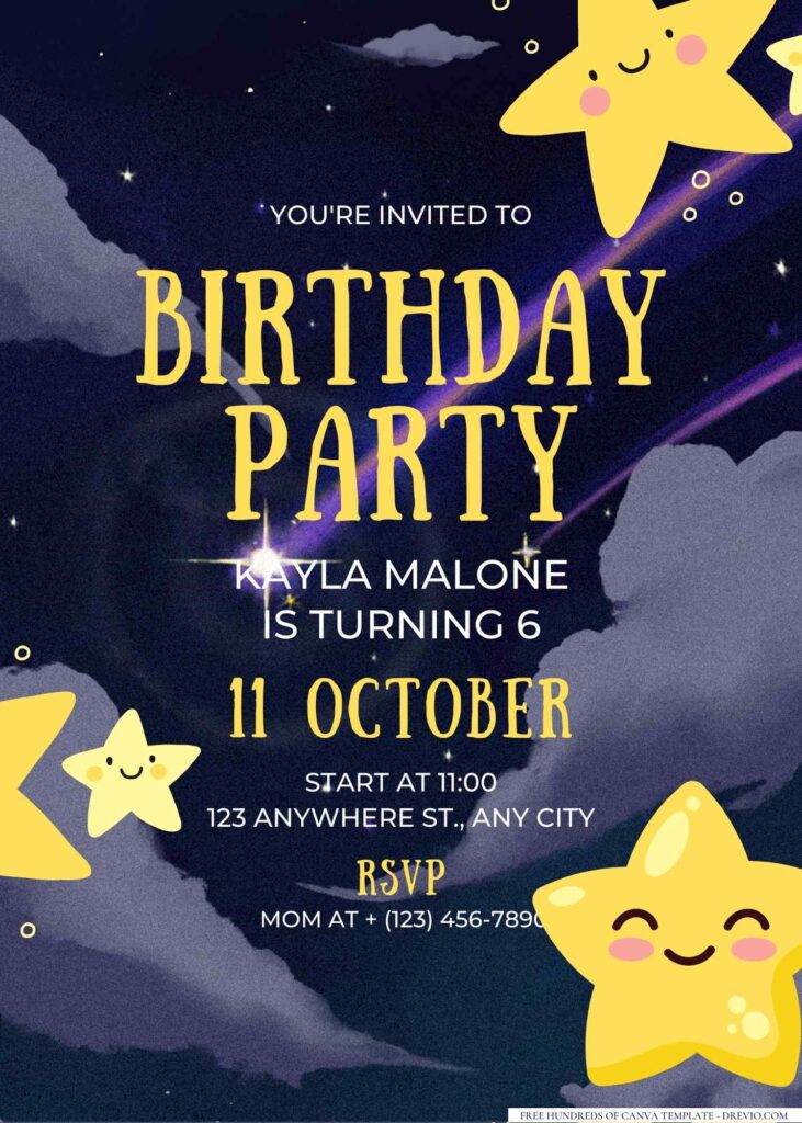 FREE Editable Twinkle Twinkle Little Star Birthday Invitation 