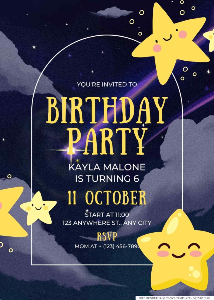 FREE Editable Twinkle Twinkle Little Star Birthday Invitation 