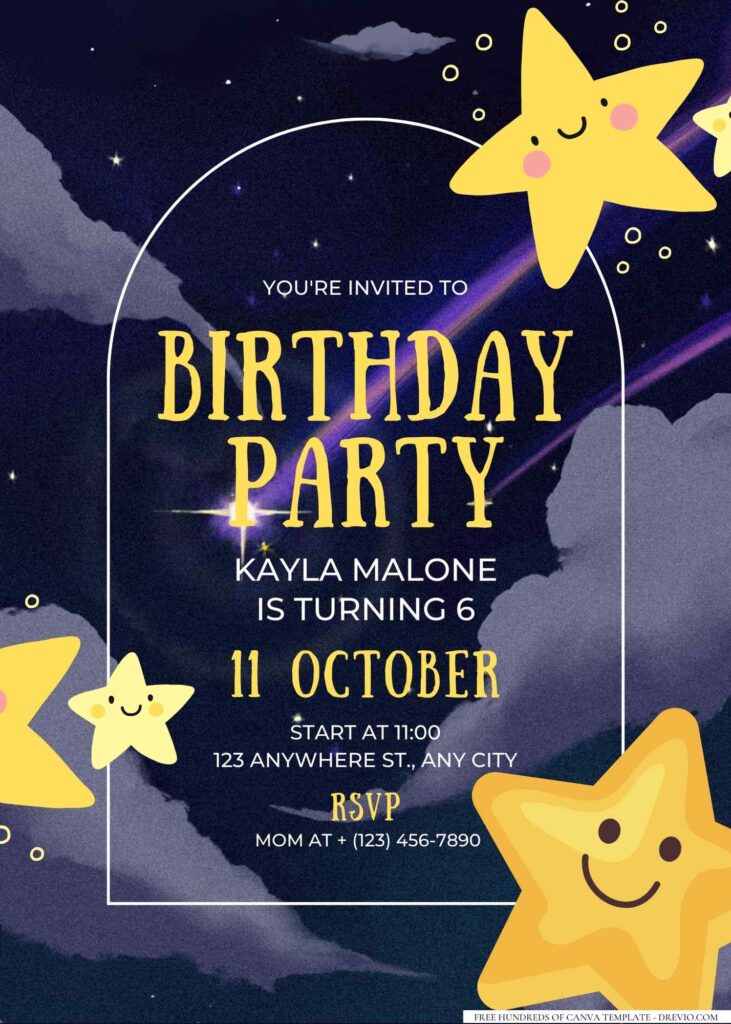 FREE Editable Twinkle Twinkle Little Star Birthday Invitation 