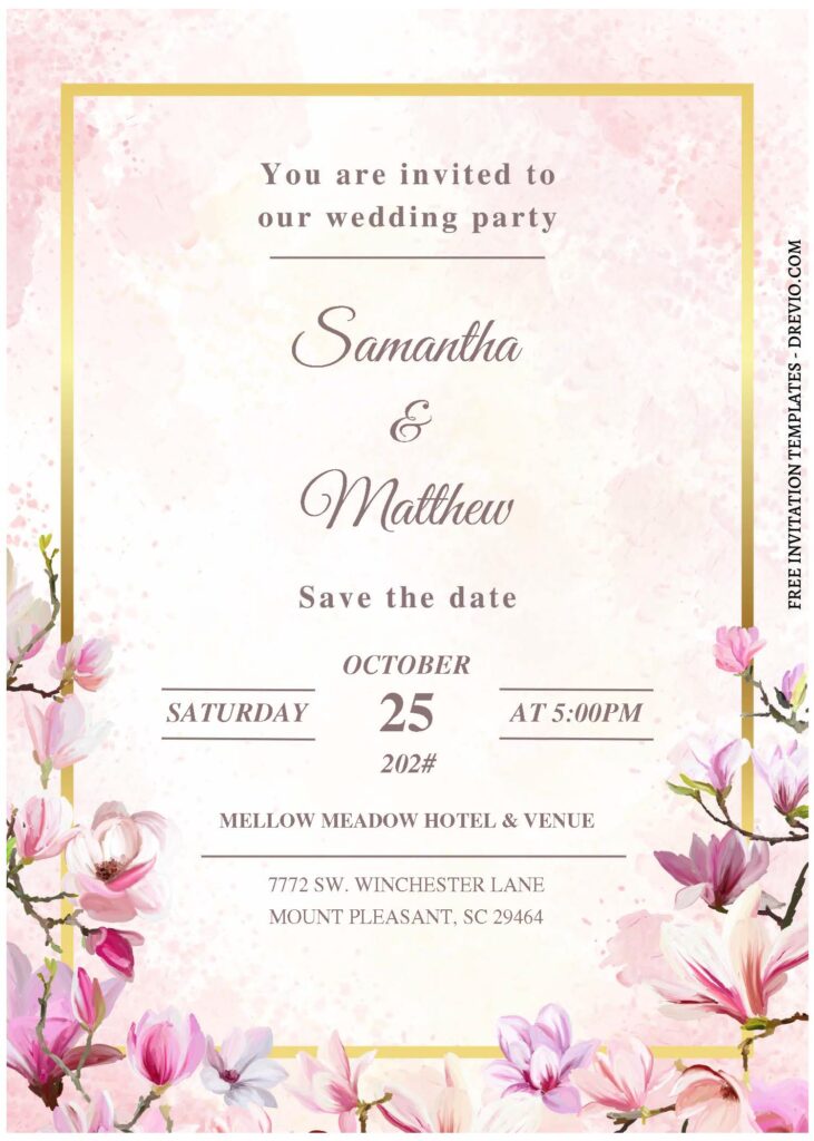 (Free Editable PDF) Floral Extravaganza Wedding Invitation Templates C