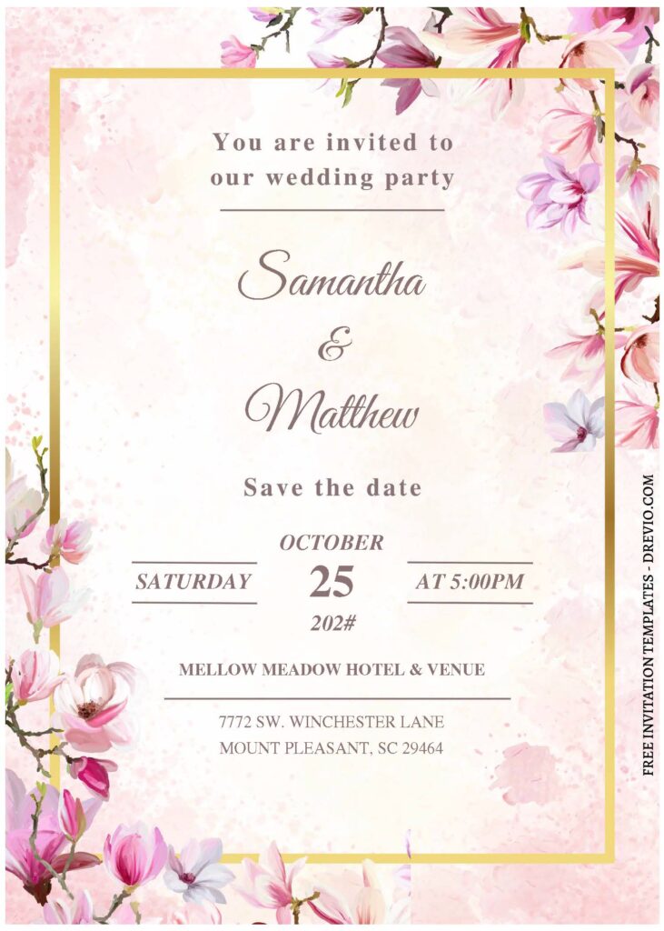 (Free Editable PDF) Floral Extravaganza Wedding Invitation Templates A