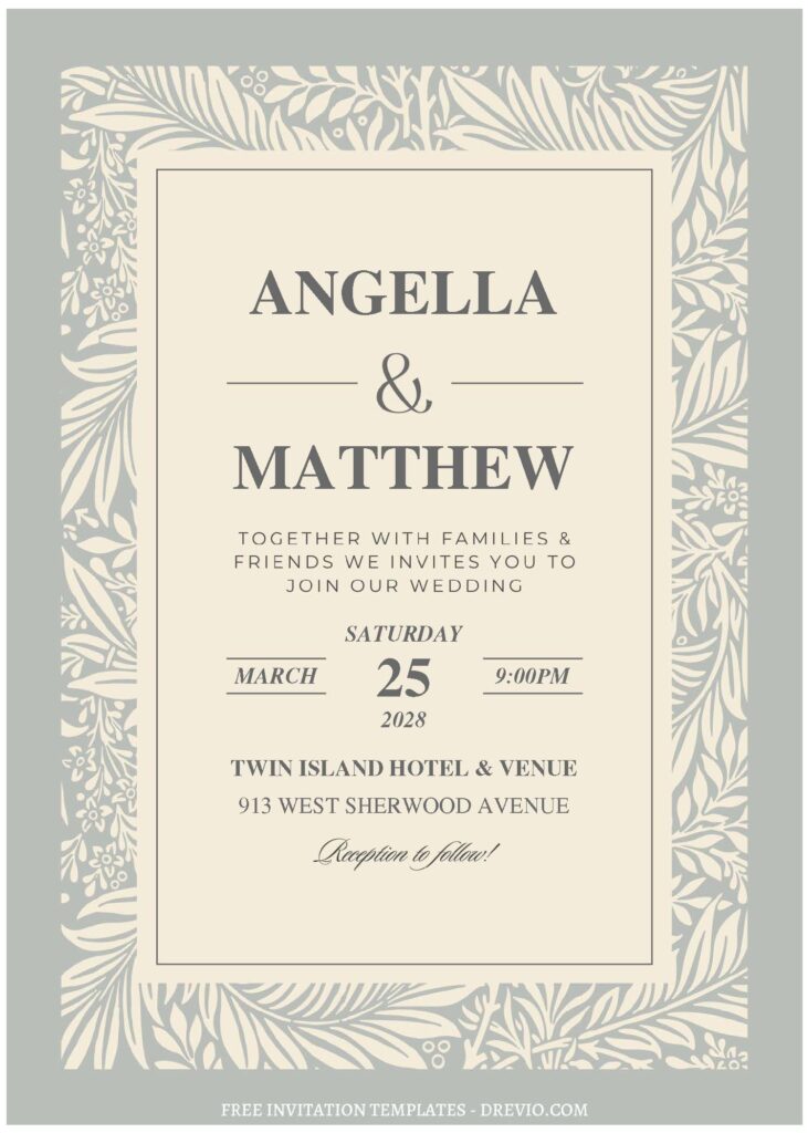 (Free Editable PDF) Elegant Floral Adornment Wedding Invitation Templates A