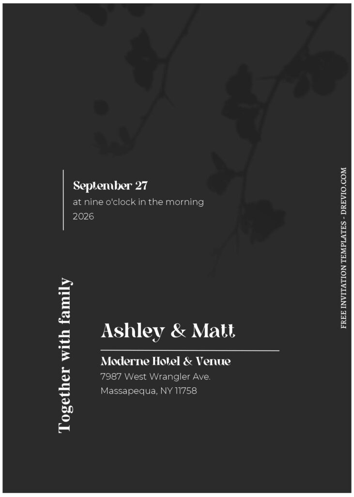 (Free Editable PDF) Elegant Floral Silhouette Wedding Invitation Templates A