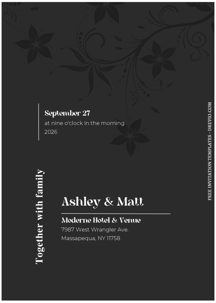 (Free Editable PDF) Elegant Floral Silhouette Wedding Invitation Templates C