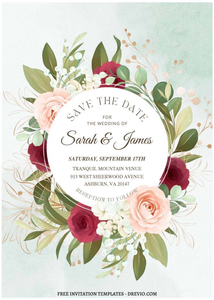 (Free Editable PDF) Timeless Spring Flower Wedding Invitation Templates A