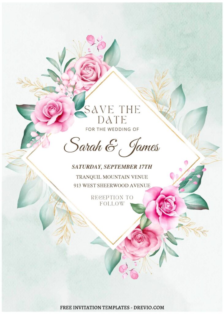 (Free Editable PDF) Timeless Spring Flower Wedding Invitation Templates C