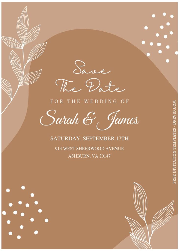 (Free Editable PDF) Minimalistic Bohemian Wedding Invitation Templates B