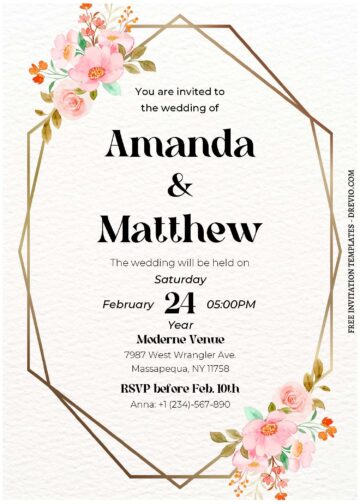 (Free Editable PDF) Modern Japanese Sakura Wedding Invitation Templates ...