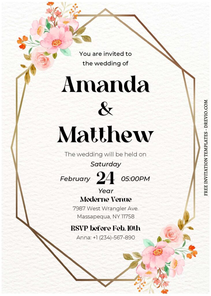 Invitation Template of (Free Editable PDF) Modern Japanese Sakura Wedding Invitation Templates 1