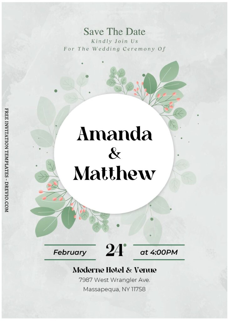 Invitation Template of (Free Editable PDF) Striking Greenery Frame Wedding Invitation Templates 1