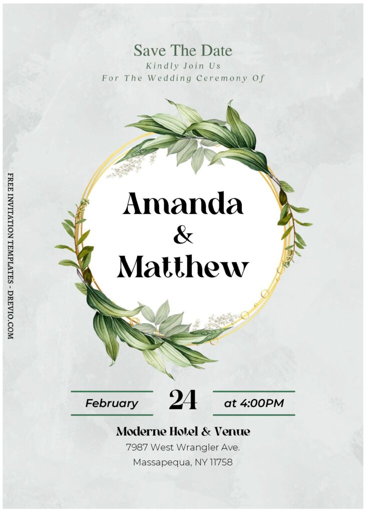 Invitation Template of (Free Editable PDF) Striking Greenery Frame Wedding Invitation Templates 2