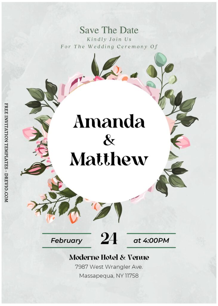 Invitation Template of (Free Editable PDF) Striking Greenery Frame Wedding Invitation Templates 3