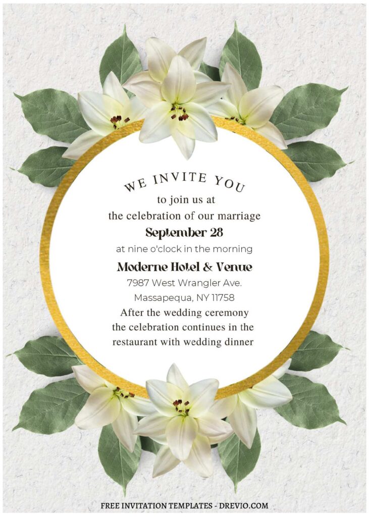 Invitation Template of (Free Editable PDF) Botanical Gold Frame Wedding Invitation Templates 1