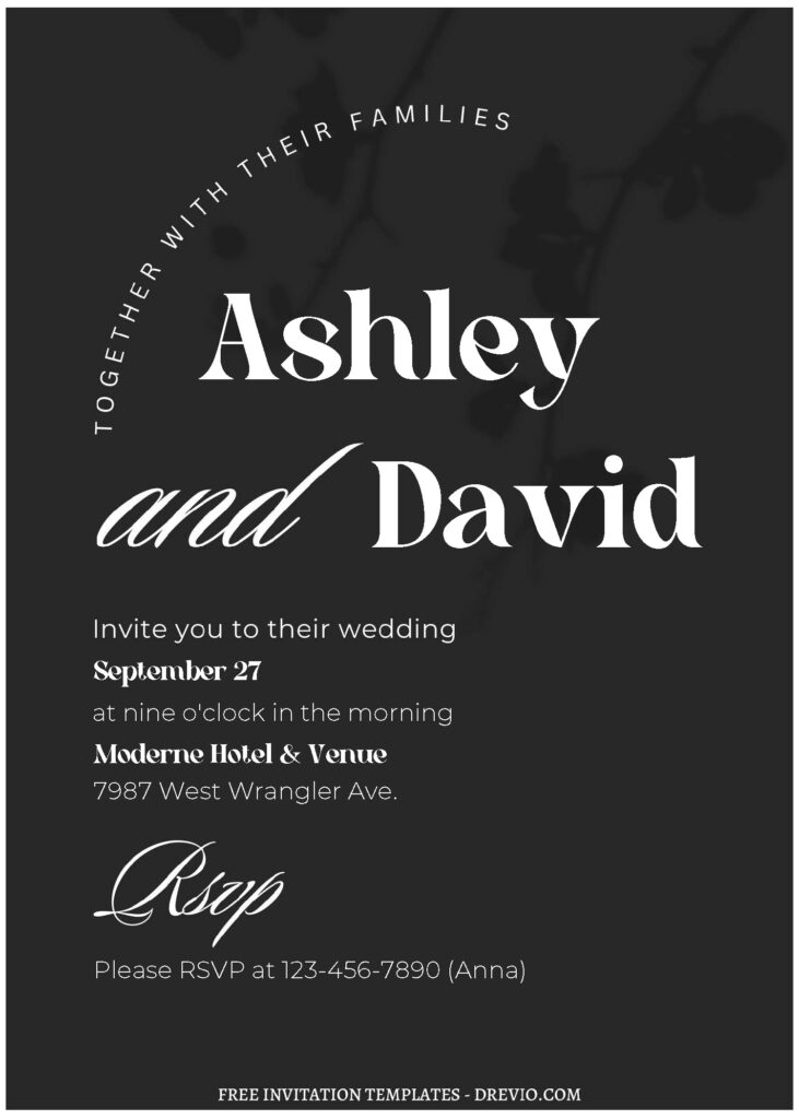 (Free Editable PDF) Fabulous Typography Wedding Invitation Templates B