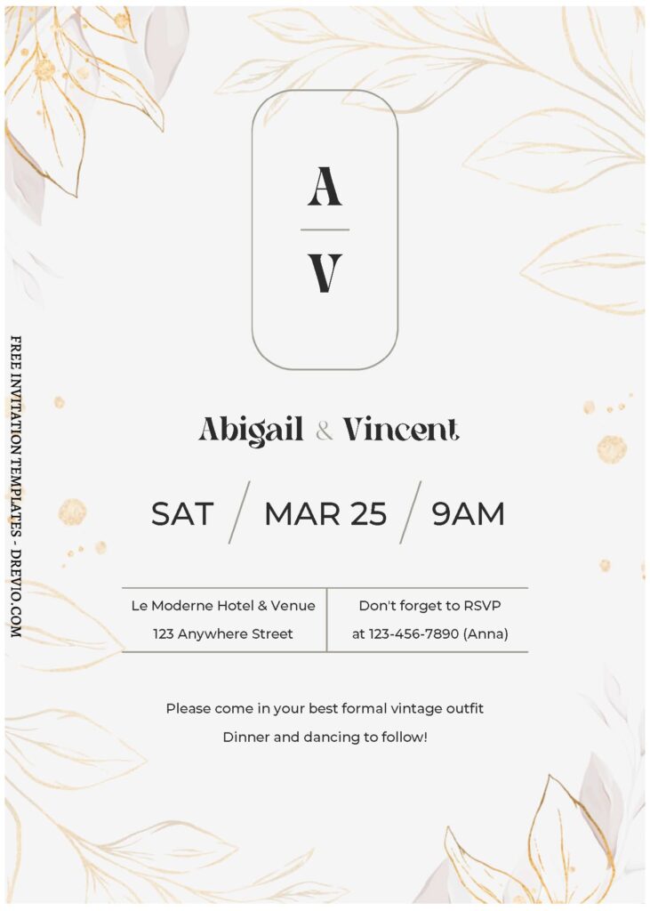 Invitation Template of (Free Editable PDF) Classy Monogram Wedding Invitation Templates 1