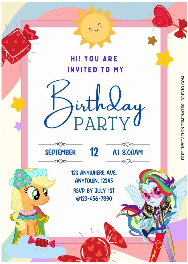 (Free Editable PDF) Delightful My Little Pony Candyland Birthday Invitation Templates A