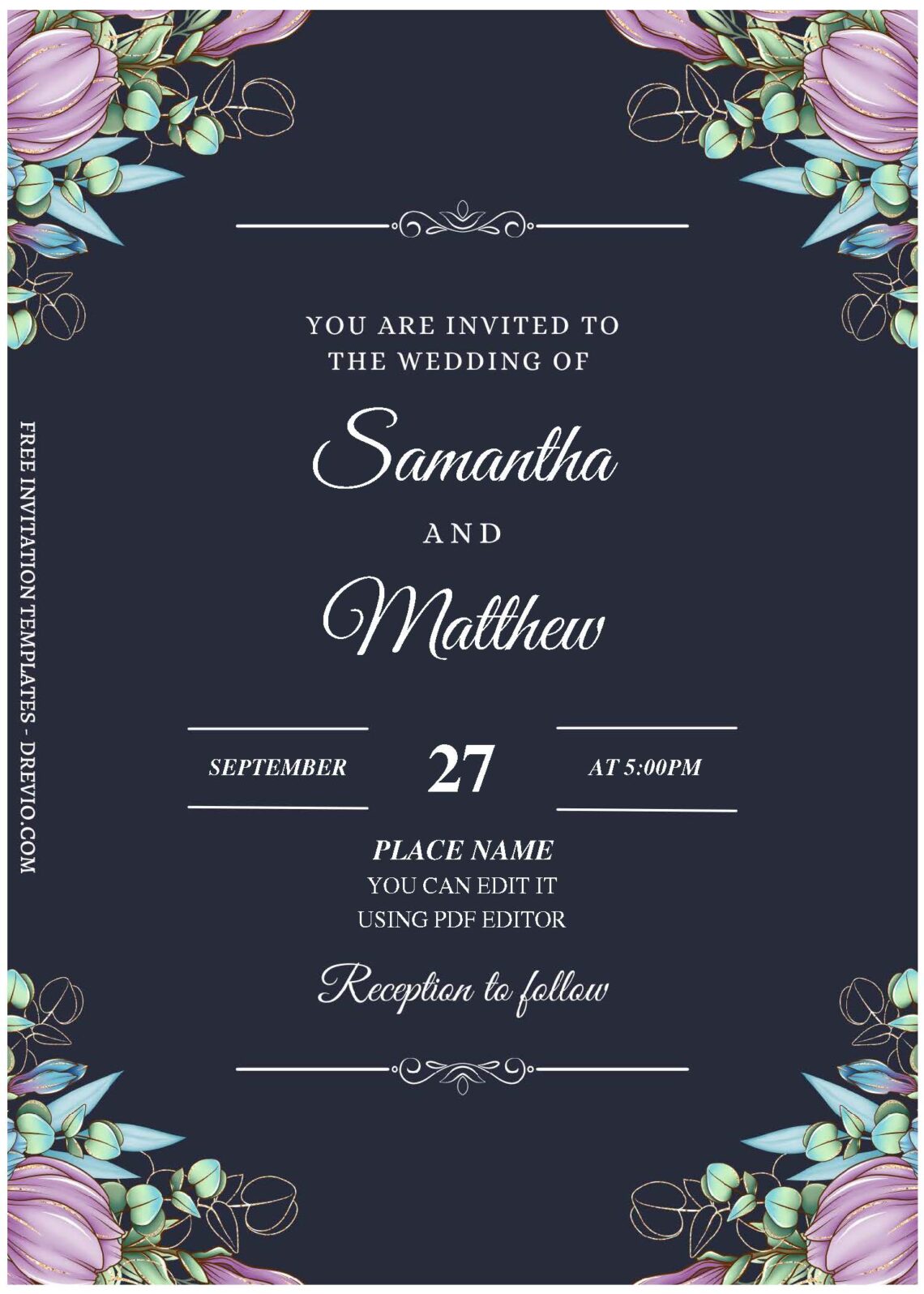 (Free Editable PDF) Watercolor Peony Garden Wedding Invitation ...