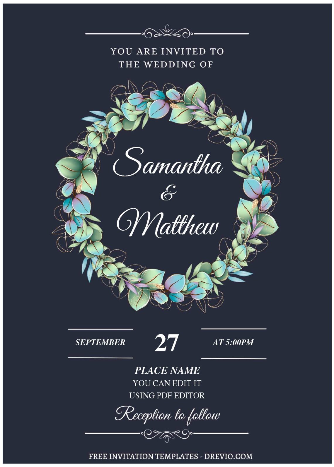 (Free Editable PDF) Watercolor Peony Garden Wedding Invitation Templates C