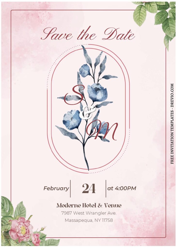(Free Editable PDF) Pretty Blooms And Greenery Wedding Invitation Templates C