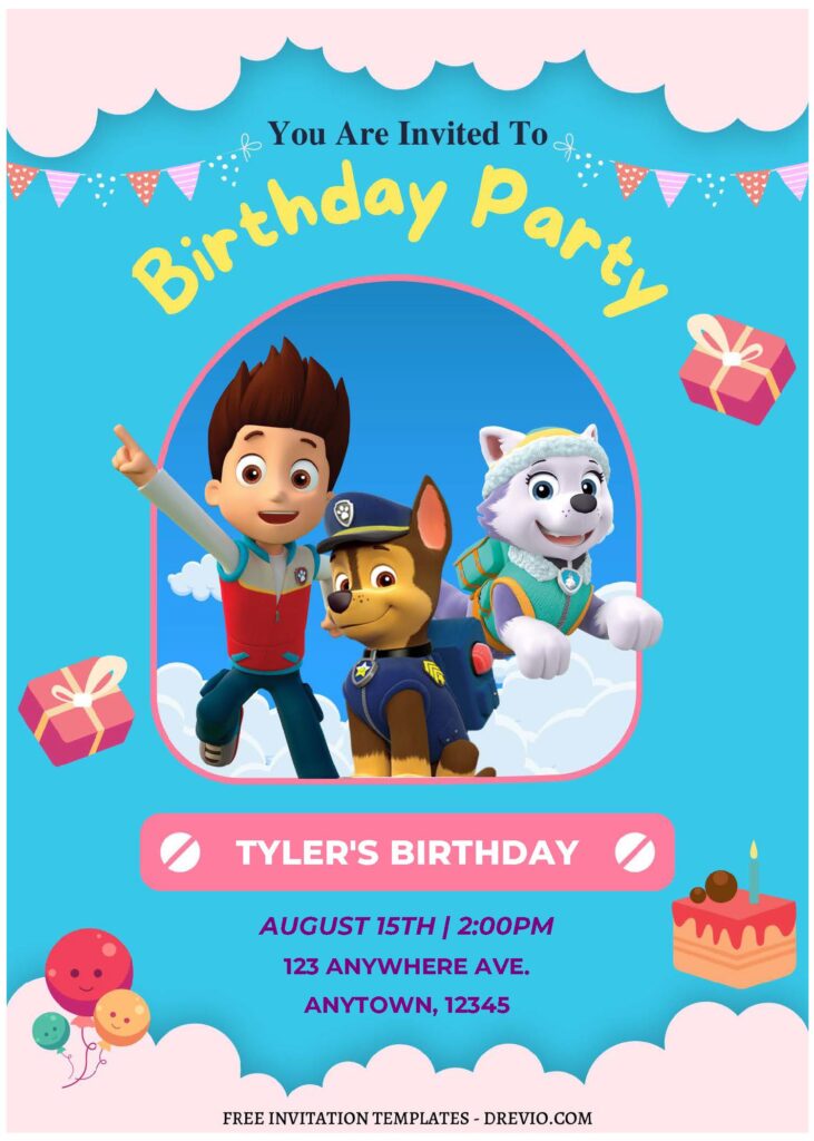 (Free Editable PDF) Fun & Sweet PAW Patrol Birthday Invitation Templates A