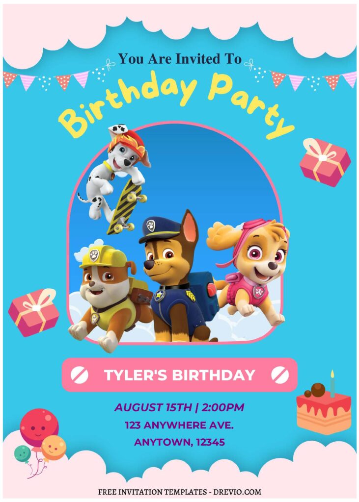 (Free Editable PDF) Fun & Sweet PAW Patrol Birthday Invitation Templates C