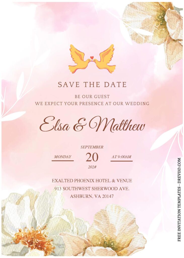 (Free Editable PDF) Gilded Elegance Botanical Wedding Invitation Templates A