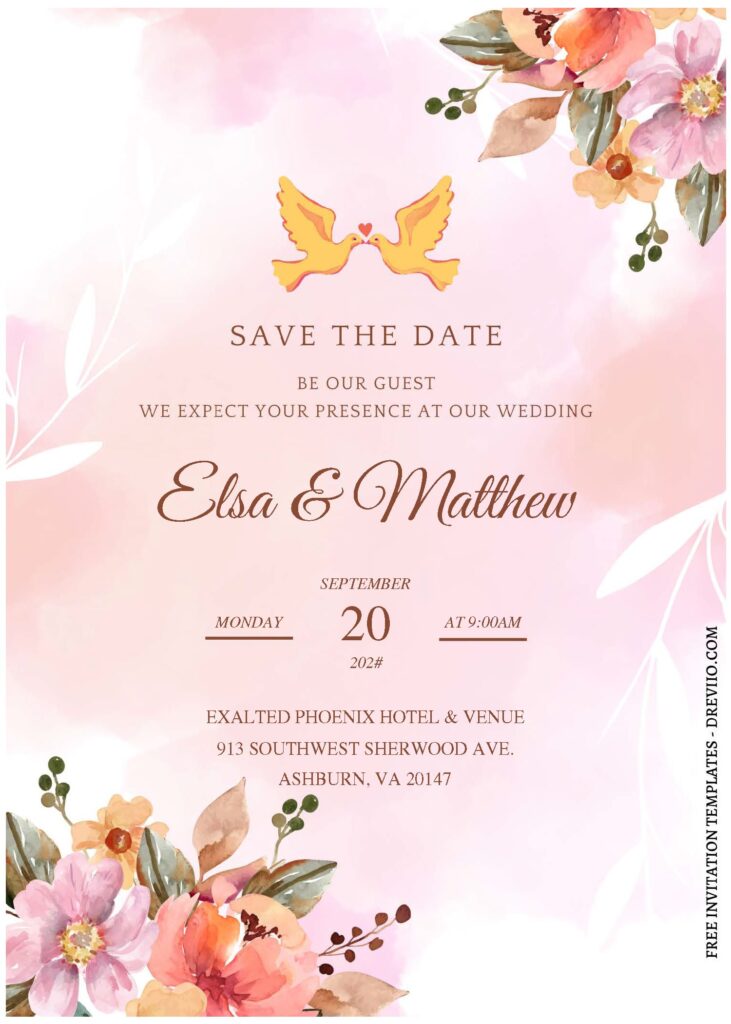 Invitation Template of (Free Editable PDF) Gilded Elegance Botanical Wedding Invitation Templates 1