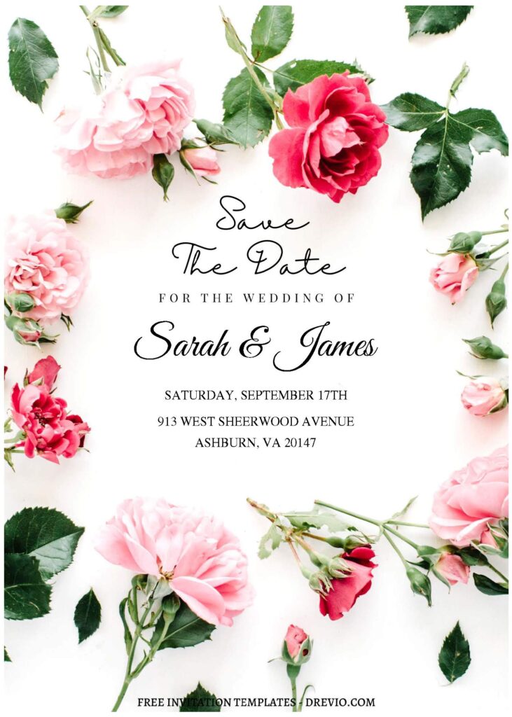 (Free Editable PDF) Romantic Garden Of Roses Wedding Invitation Templates A