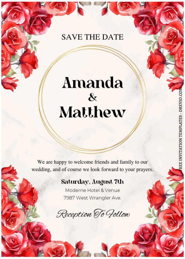 (Free Editable PDF) Awe-inspiring Rose Wedding Invitation Templates with romantic red rose